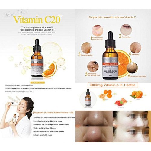 [HÀNG NHẬP KHẨU] Tinh Chất  Dưỡng Da Làm Trắng Sáng Giảm Thâm Da Chống Lão Hóa  Serum Ciracle Vitamin Source C-20 30ml