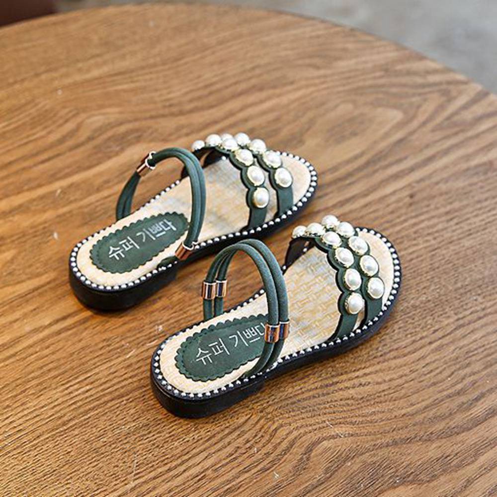 Giày sandal gắn ngọc trai 26-36 cho bé gái