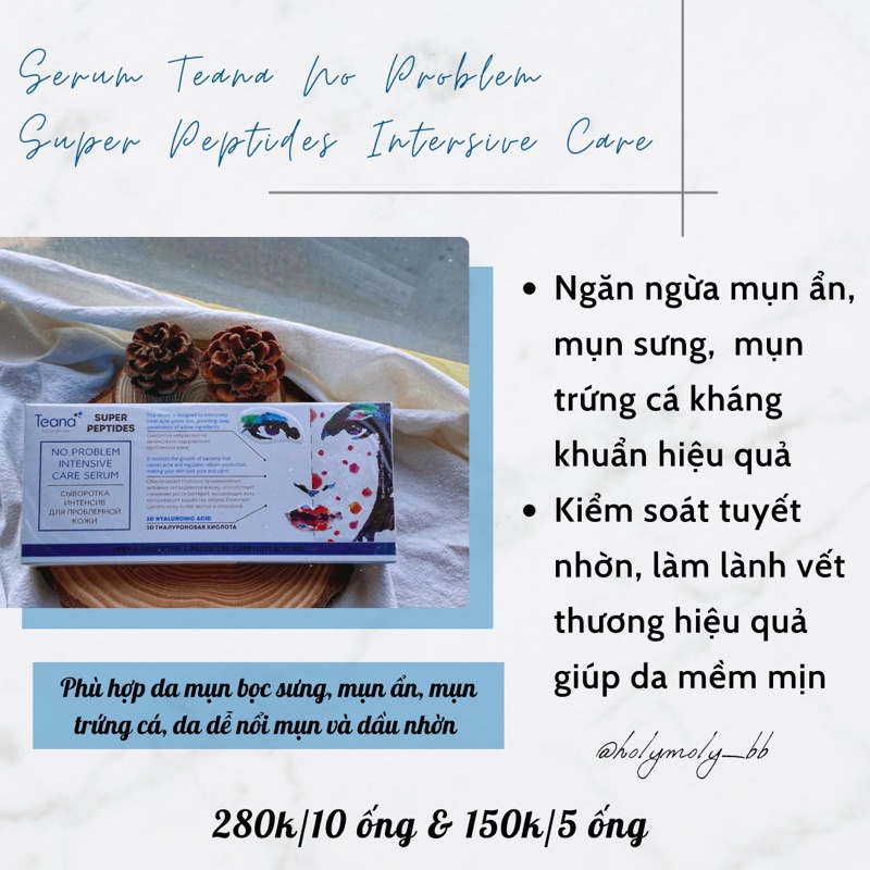 Serum Teana No Problem Super Peptides ngừa mụn ẩn, giảm mụn sưng kiểm soát dầu nhờn