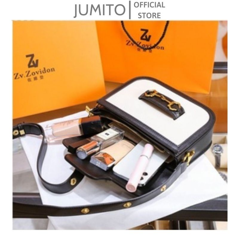 Túi xách nữ đeo vai đeo chéo GC Hà hồ phối màu nâu thời trang hot 2022 JUMITO T1.044