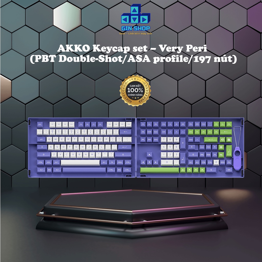 AKKO Keycap set – Very Peri (PBT Double-Shot/ASA profile/197 nút)