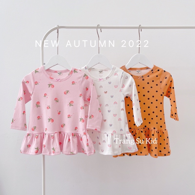 VÁY ĐUÔI CÁ DÀI TAY, VÁY COTTON THU ĐÔNG CHO BÉ GÁI.