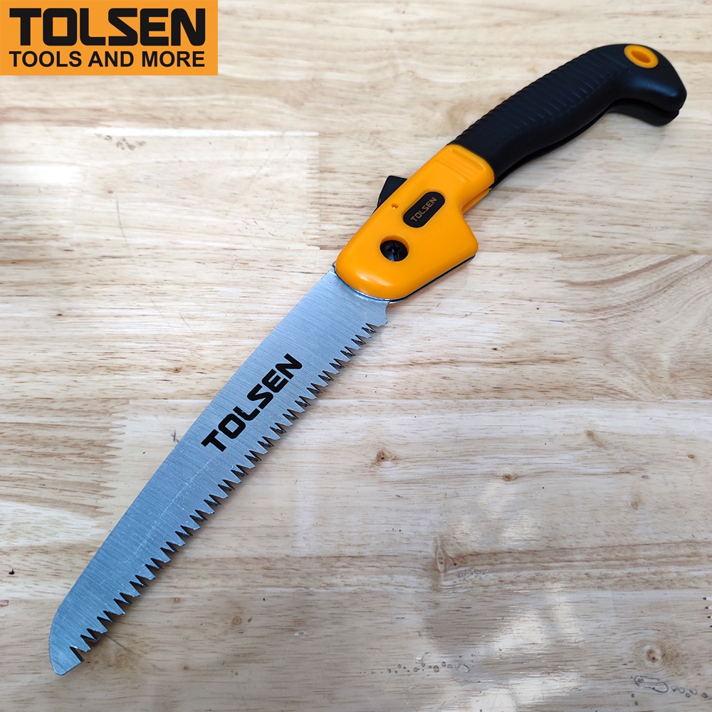 Cưa xếp 180mm TOLSEN 31014 dùng để cưa gỗ, cành cây có thể gấp lại tiện lợi khi không sử dụng