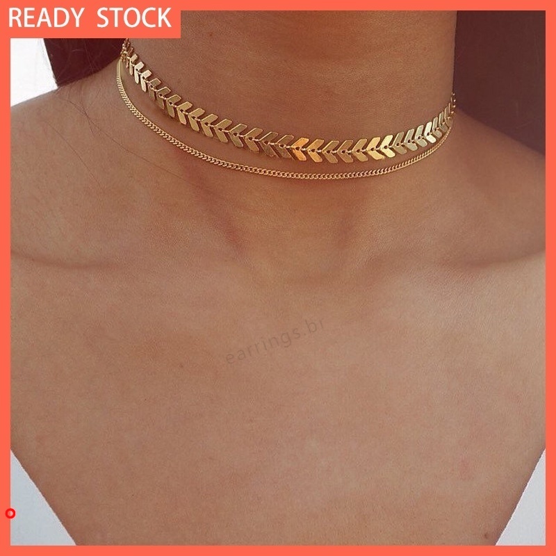Vòng cổ choker hai lớp hình xương cá thời trang cho nữ