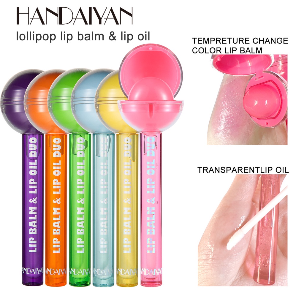 Son dưỡng môi Handaiyan hình kẹo mút đổi màu theo nhiệt độ trang điểm thời trang