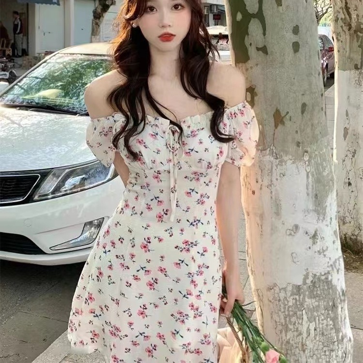 Đầm PERTY cổ vuông họa tiết hoa thời trang mùa hè Hàn Quốc xinh xắn dành cho nữ