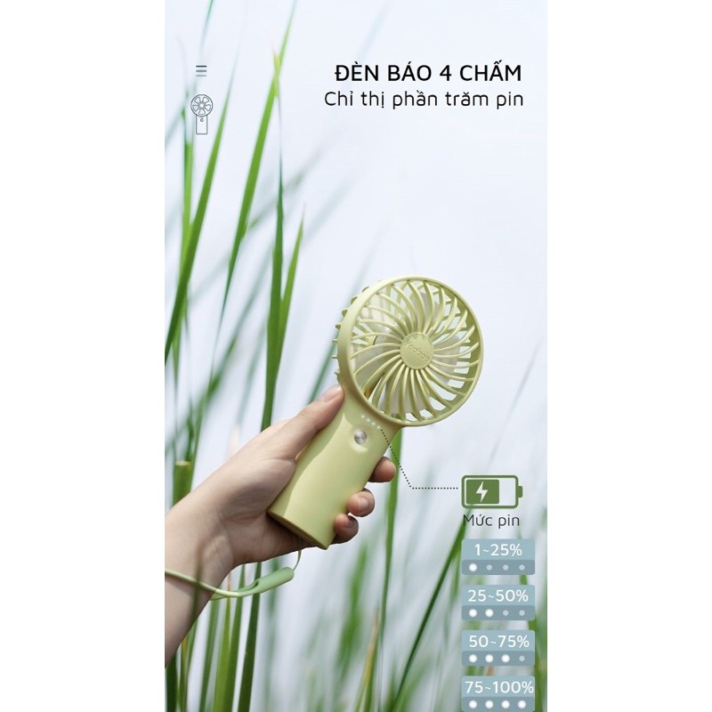 Quạt sạc tích điện cầm tay mini có thể để bàn hiệu Yoobao F3 pin 3000 mAh