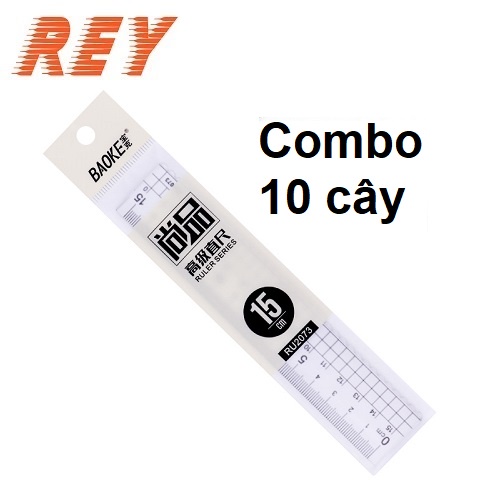 [Giá sỉ] COMBO 10 Thước kẻ 15cm, độ trong suốt cao Baoke RU2073