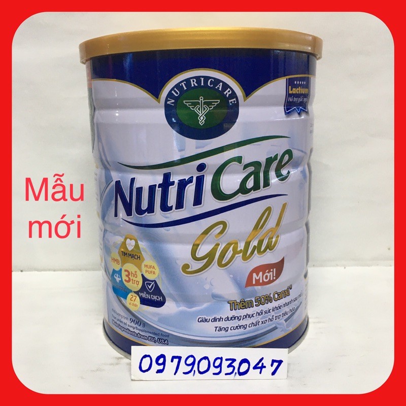 [Mã 267FMCGSALE giảm 8% đơn 500K] Sữa NutriCare Gold - lon 900g (date: mới nhất /2023)