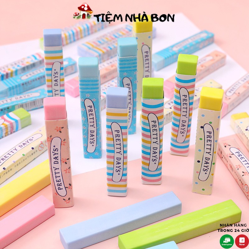 Cục tẩy bút chì hình trụ nhiều màu sắc dễ thương