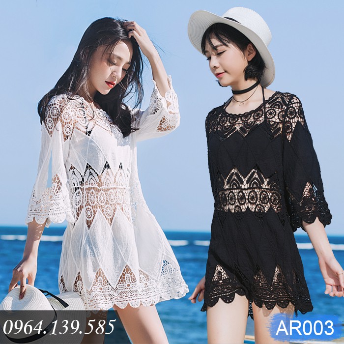 Áo ren áo lưới đi biển chất mềm đẹp, họa tiết xinh xắn, dáng chui đầu, mặc cùng bikini, áo croptop | AR003 | BigBuy360 - bigbuy360.vn
