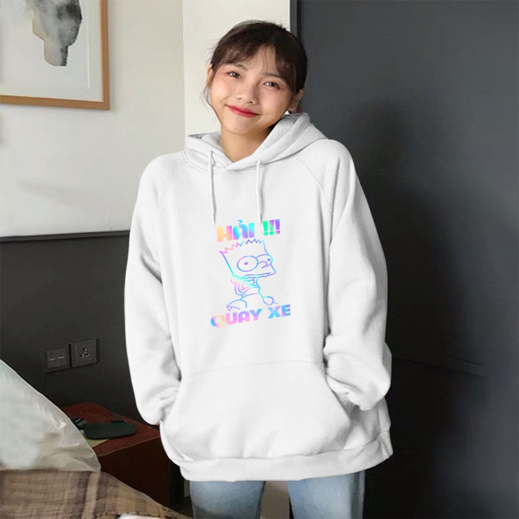 Áo Khoát Nỉ Lông Unisex Không Dây Kéo, Áo Hoodie Thun In Phản Quang Cho Cả Nam Và Nữ PQ13KN