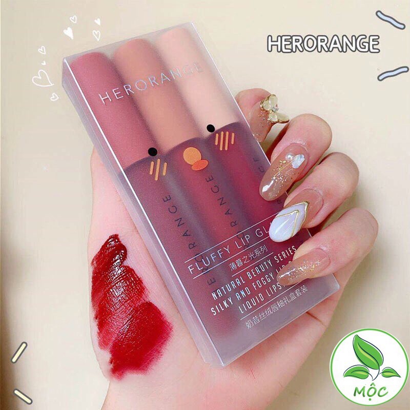 [HOT SALE ] Set 3 Cây Son Kem Lì Herorange Fluffy Lip Glaze