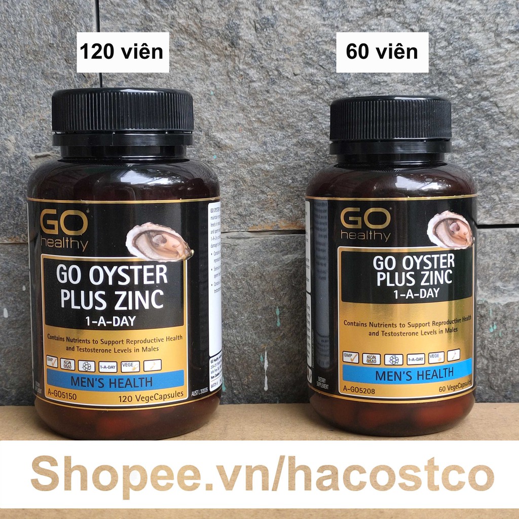 Viên uống Go Oyster Plus Zinc 1 A Day 60 viên, 120 viên Tinh Chất Hàu Go Healthy Của Úc