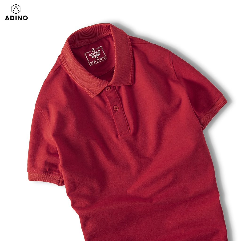 Áo polo nữ ADINO màu đỏ phối viền chìm vải cotton co giãn dáng công sở slimfit trẻ trung APN03