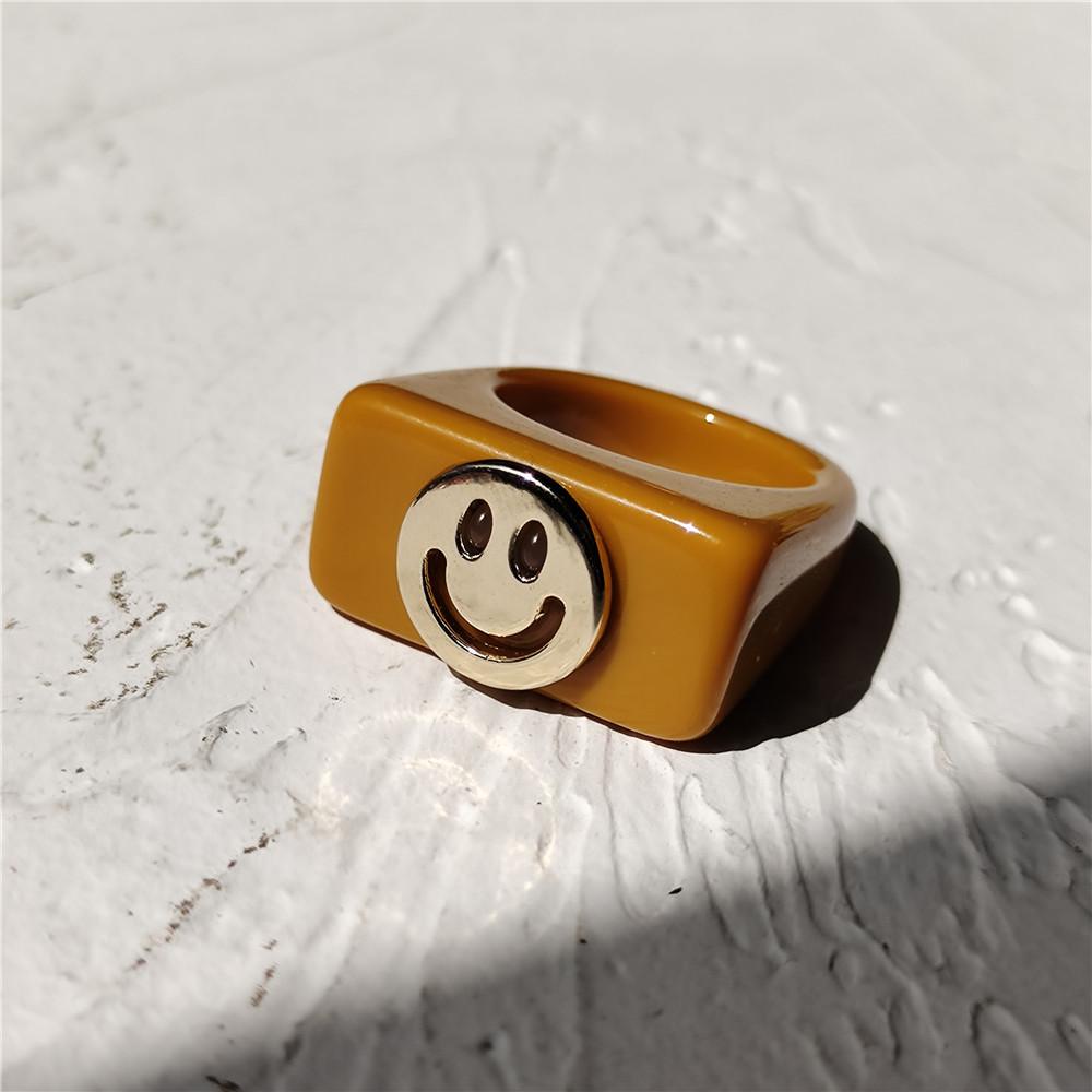 Nhẫn Resin Hình Học Mặt Cười Thời Trang Mùa Hè Cho Nữ