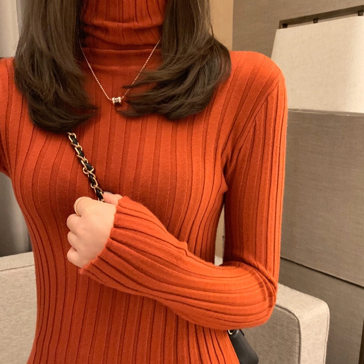 Áo Sweater Dệt Kim Tay Dài Cổ Lọ Thời Trang Thu Đông Cho Nữ