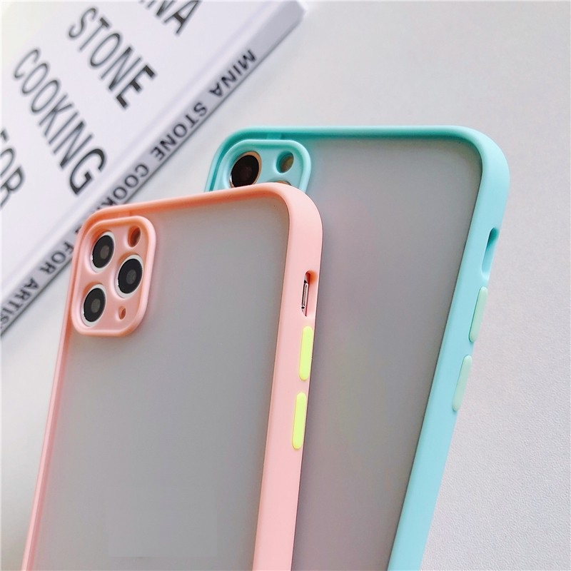 Ốp iPhone nhám mờ viền màu bảo vệ camera dành cho iPhone 7 8 7 Plus 8 Plus X Xs Xr XsMax iPhone 11 11 Pro 11 Promax