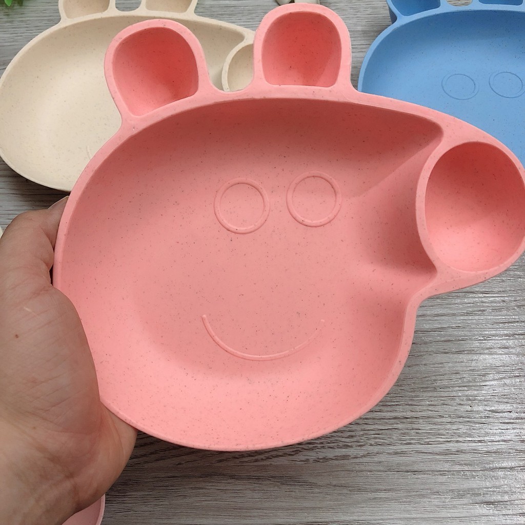 Khay ăn dặm lúa mạch cho bé kèm đũa, thìa, dĩa hình Peppa Pig