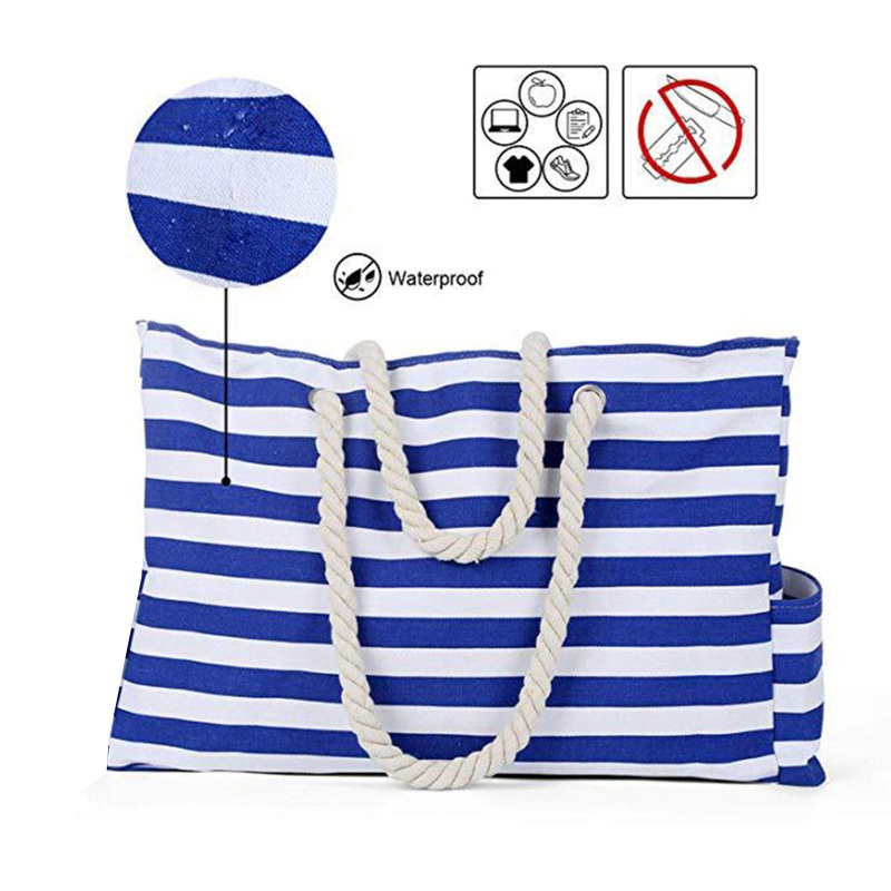 Han Túi Xách Đeo Vai Bằng Vải Bố Sức Chứa Lớn Có Tay Cầm Dây Kéo Với Túi Đựng Chai Nước Đi Biển/Ngoài Trời