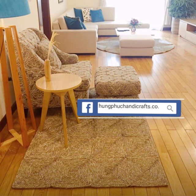 Thảm cói hình chữ nhật trải sàn decor, chụp ảnh Hàng Xuất  khẩu loại 1 HungPhuc size 1m5 x 1m2