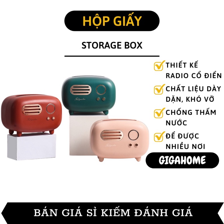 Hộp Đựng Khăn Giấy GIGAHOME Hộp Giấy Để Bàn Retro, Kiểu Radio Cổ Điển Trang Trí 1040