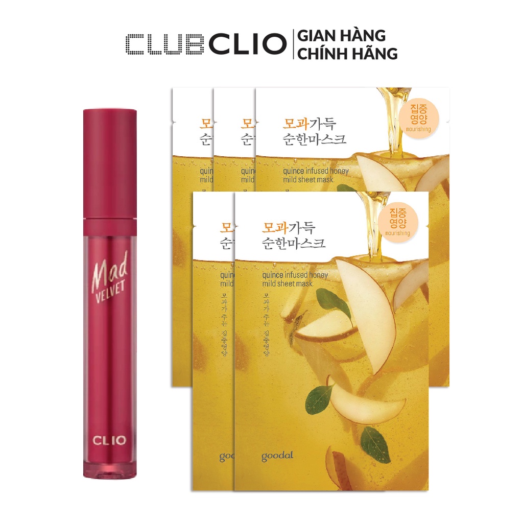 Combo Son Clio màu 16 Mad Velvet Tint 3.8ml+Mặt Nạ Giấy Goodal Quince 23mlx5