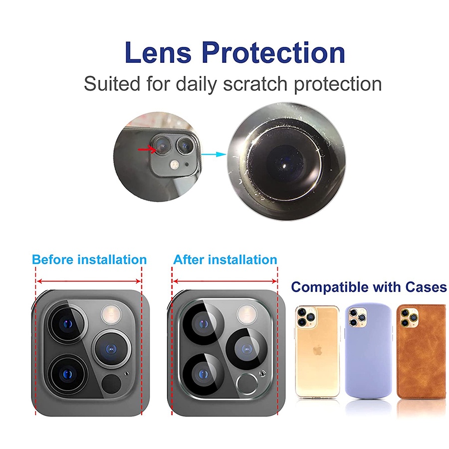 Set 3 Kính cường lực bảo vệ camera sau cho iPhone 13 Pro Max 13 Mini 11 12 Pro Max 13Pro