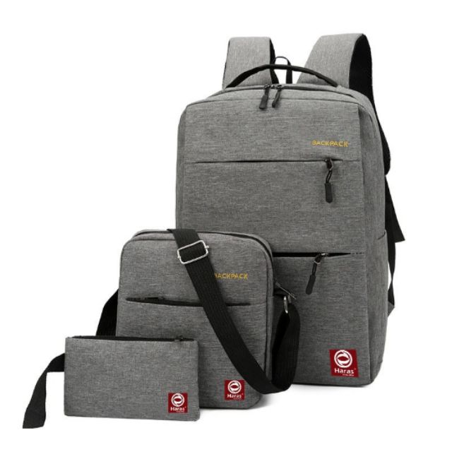 Combo set bộ balo aptop cao cấp thời trang 2 khóa gồm 1 balo, 1 túi chéo và 1 bóp ví - combo TIN TIN HARAS TLCOMBL0004