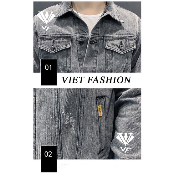 ÁO KHOÁC JEAN NAM CAO CẤP XÁM LÔNG CHUỘT HÀNG NEW VIETFSHION VF02