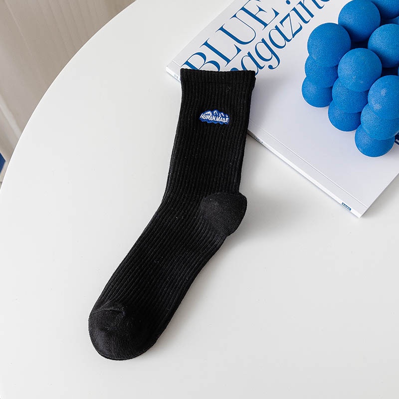 Vớ Cotton Cổ Vừa Thoáng Khí Khử Mùi Màu Đen Phong Cách Đường Phố Nhật Bản Cho Nam Nữ