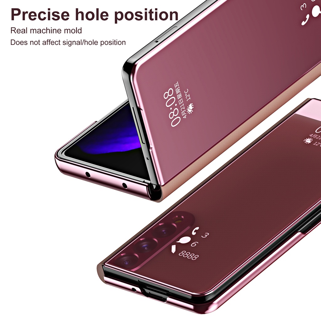 Ốp Điện Thoại Da Tráng Gương Sang Trọng Cho Samsung Galaxy Z FOLD 5 3 4 2 1 FOLD5 FOLD4