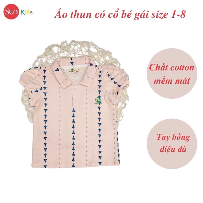 Áo thun cho bé gái, áo phông bé gái chất cotton mềm mát, size 1 - 8 tuổi - SUNKIDS1