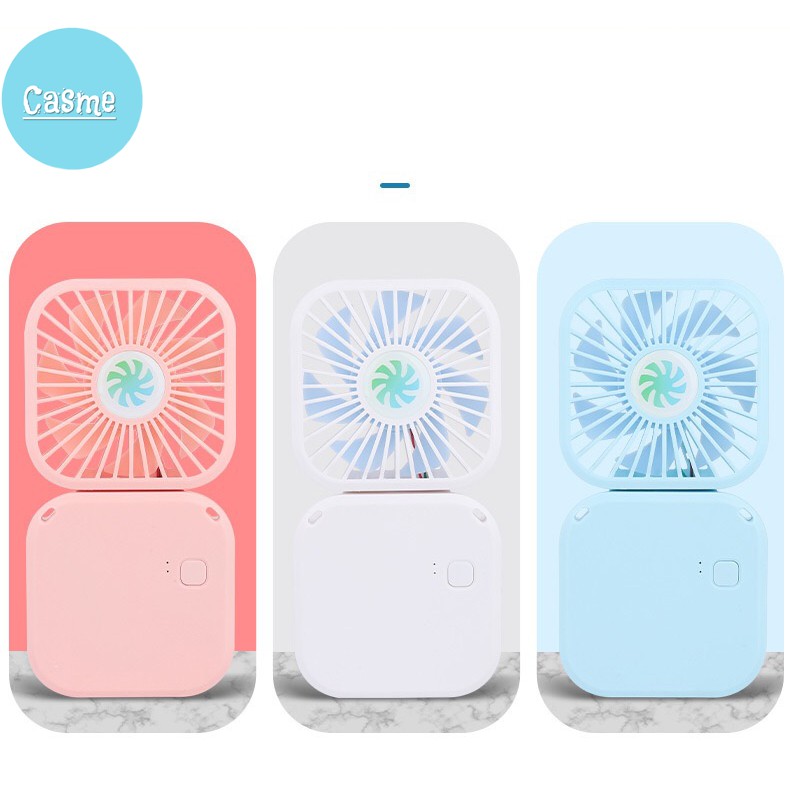 Quạt mini cầm tay Casme, có dây đeo cổ, để bàn, gấp gọn tiện lợi mang đi làm, đi chơi - Q007