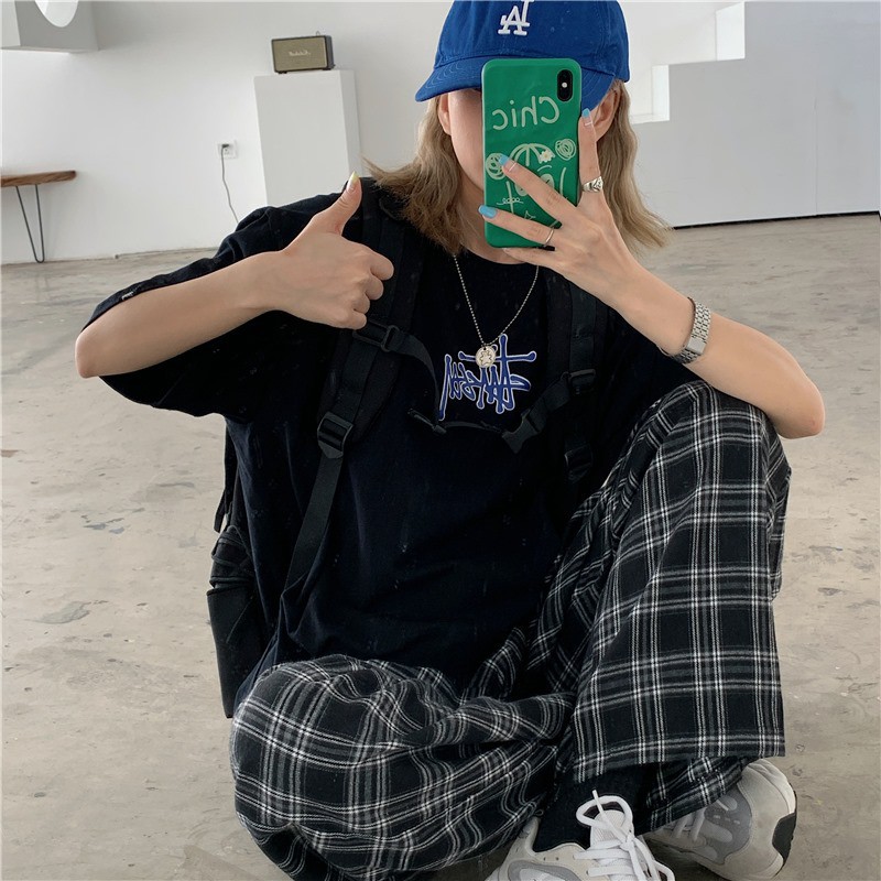 Quần kẻ caro ống rộng unisex mẫu mới / Quần ống rộng kẻ caro unisex | BigBuy360 - bigbuy360.vn