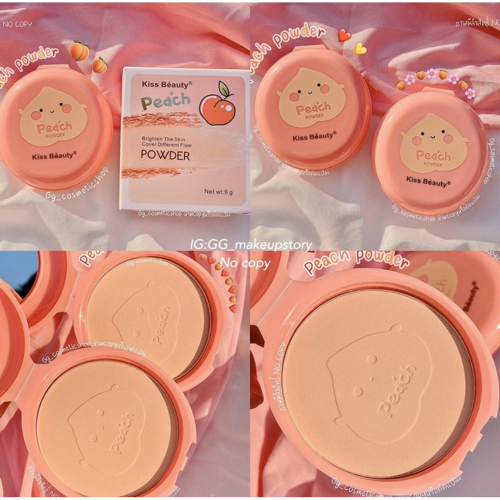 Phấn nén bắt sáng KISS BEAUTY Peach siêu kiềm dầu made in THÁI LAN