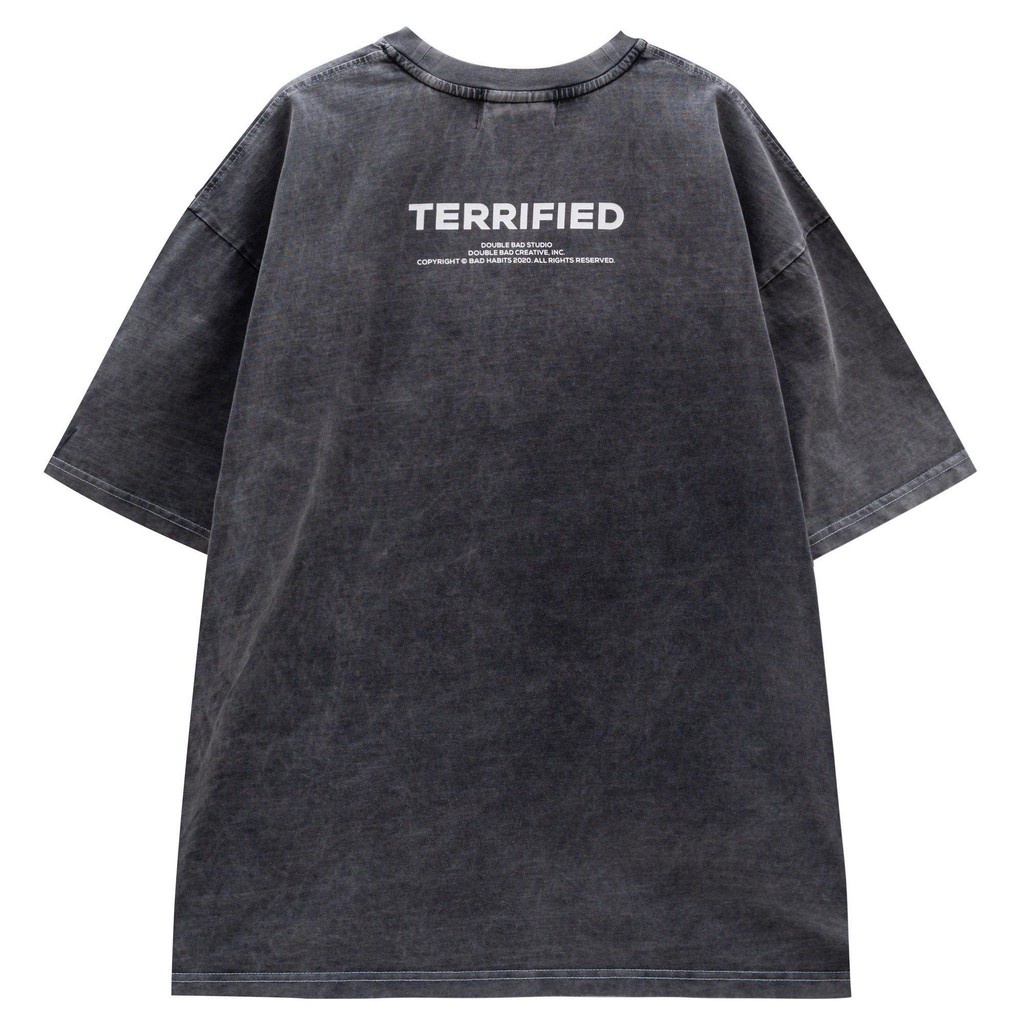 Áo Thun Unisex Bad Habits TERRIFIED WASHED 100% Cotton - Local Brand Chính Hãng