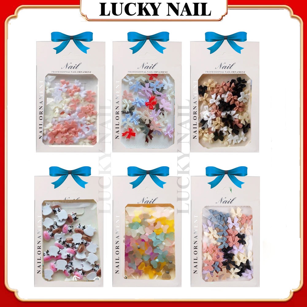 Charm nail nơ trang trí móng, Charm nơ gắn móng phụ kiện nail cao cấp