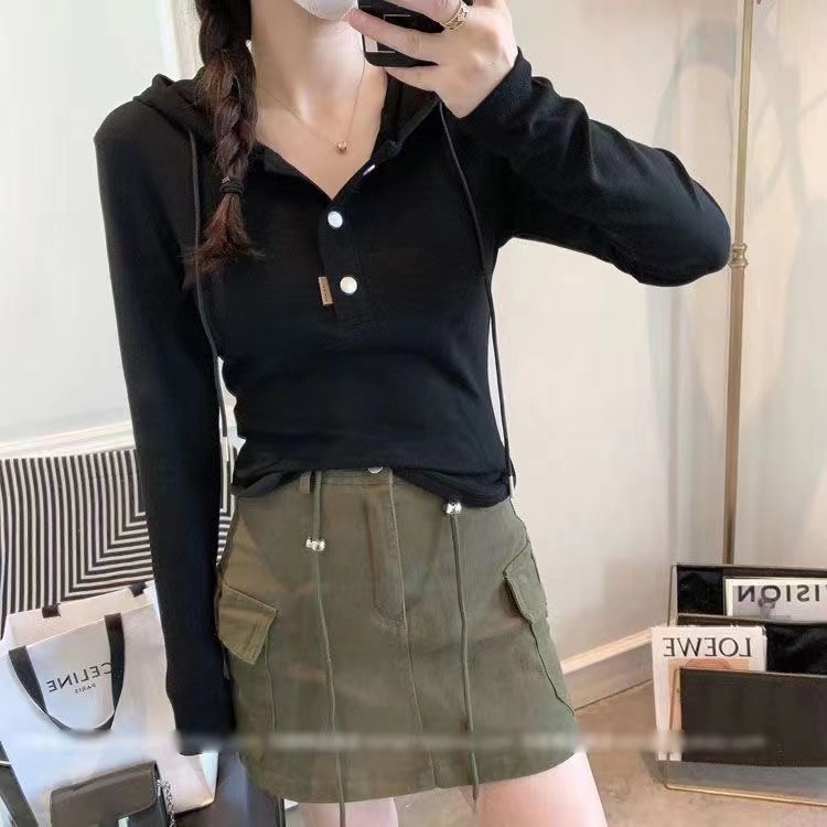 Áo Hoodie Lửng Tay Dài Dáng Ôm Phong Cách Hàn Quốc Thời Trang Mùa Thu Mới Dành Cho Bạn Nữ