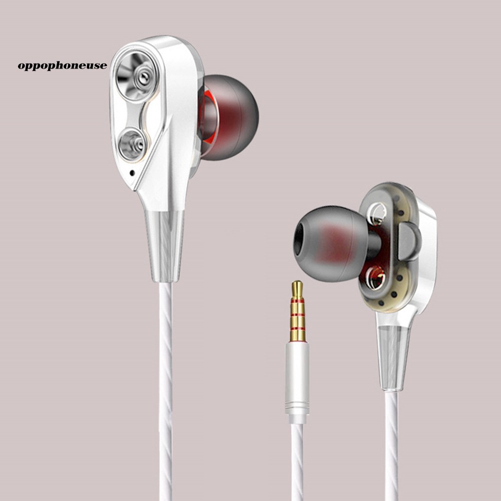 【OPHE】Dual Moving Coil 3.5mm Wired In-Ear Earphone Heavy Bass Stereo Earbuds with Mic