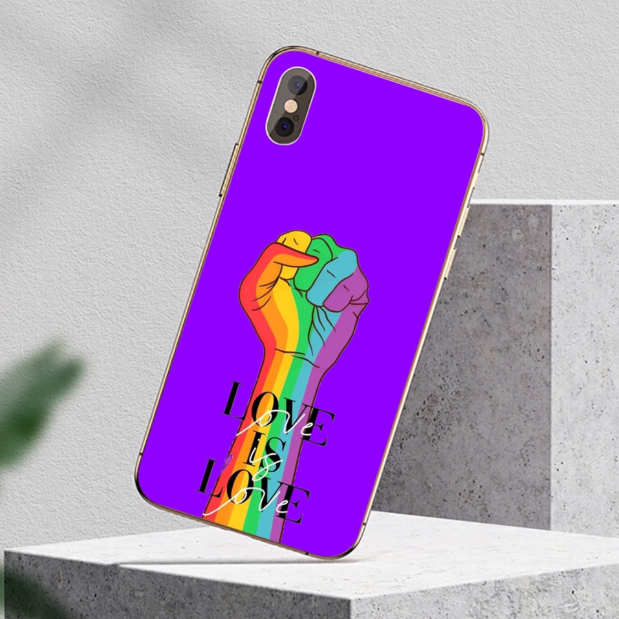Ốp Điện Thoại Trong Suốt Họa Tiết Cầu Vồng LGBT Cho iPhone 7 8 Plus 11 Pro Max RCZ55