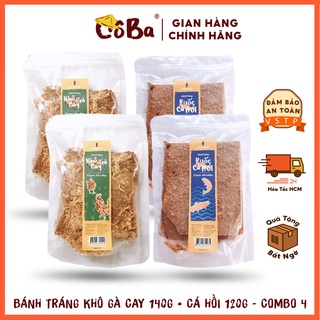 Bánh Tráng Nướng Khô Gà 140g Và Cá Hồi 120g Cô Ba COMBO 4 GÓI Đặc Sản Đà Lạt Set Đồ Ăn Vặt cho dân văn phòng và học sinh