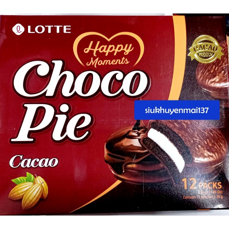 hộp 336 gr chocopie lotte 12 cái (2 vị ).10.2022