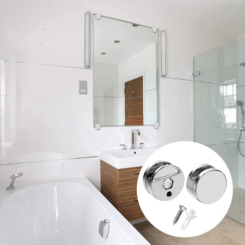 Bộ kẹp gương 8 chiếc Giá đỡ gương Kẹp hợp kim kẽm Giá đỡ gương cho tường Lắp cố định cho gương dày 3-5mm