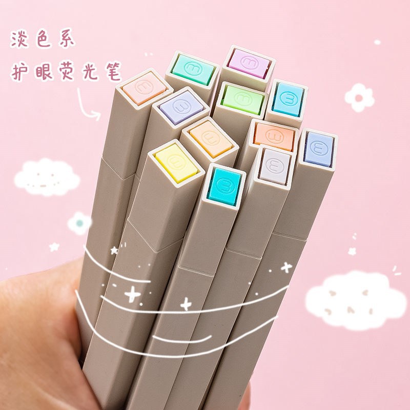 (Hàng Mới Về) Set 6 Bút Bắt Sáng Hai Đầu Màu Sắc Thời Trang