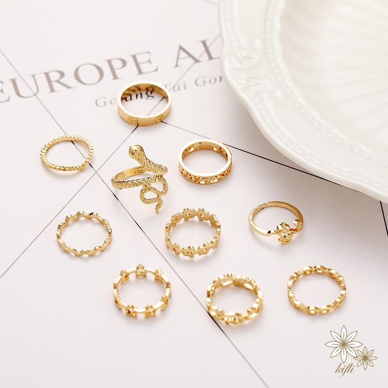 Bộ 10 Nhẫn Hình Rắn Thiết Kế Đơn Giản Sáng Tạo Cho Nữ