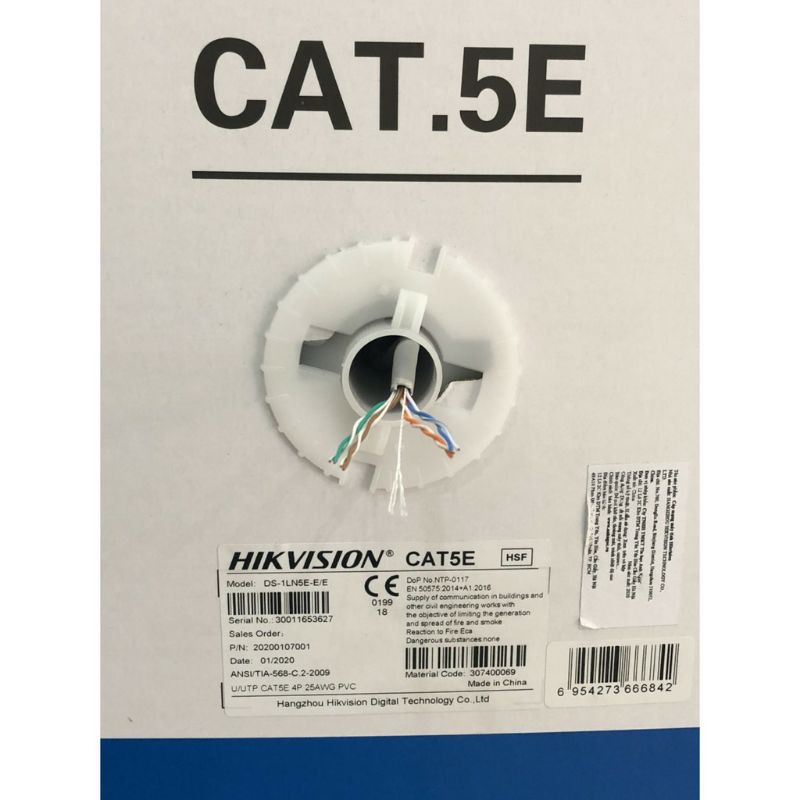 50m -100m dây mạng đồng nguyên chất cat5e, cat6  Hikvision và TiKalink