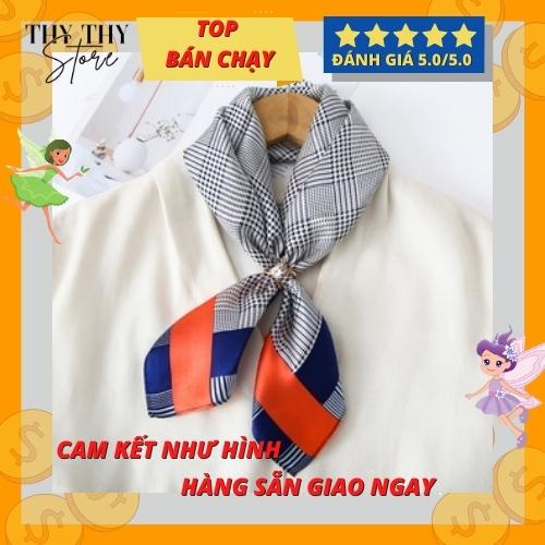 Khăn vuông xanh vàng thanh lịch 70x70cm THYTHY STORE