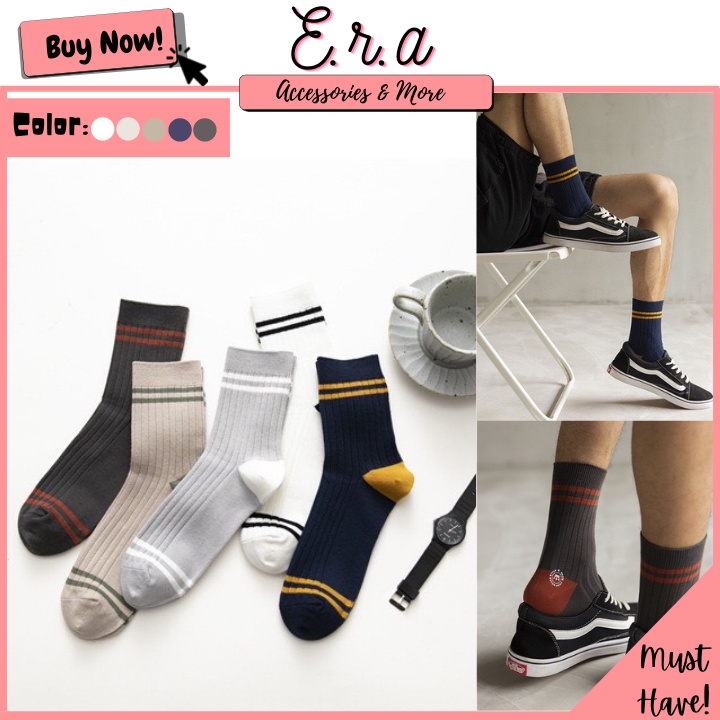Tất Sọc Cổ Sọc Gót Màu Nam/ Nữ ERASHOP 075087 - Phù Hợp Mang Sneaker, Co Giãn 4 Chiều Freesize, Siêu Rẻ Đẹp