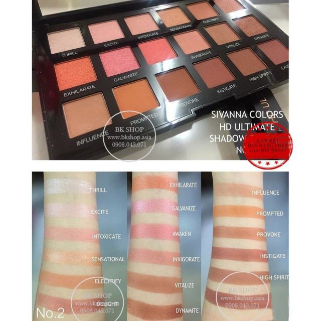 Sét Phấn mắt -Tạo khối - Highlight 18 Ô Sivanna HD Ultimate Shadow Palette HF375